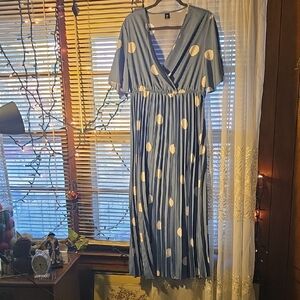 SHEIN Blue and White Polka Dot Maxi Dress